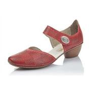 Rieker Women's 43767-33 Mirjam Low Block Heel Ankle Strap Shoes, Red, Size EU 40