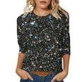 thumbnail image 5 of T Shirts for Women Sequin Clothes Blue Long Sleeve Sparkly Tops for Women Shiny Tops Tops for Women Trendy Holiday Outfit, 5 of 5