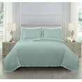 thumbnail image 2 of Chezmoi Collection Bonnie 3-Piece 100% Cotton Quilt Set Queen Size, Aqua - Double Frayed Ruffled Edge Lightweight Pre-Washed Soft-Finished Cotton Bedspread for All Season, 2 of 9
