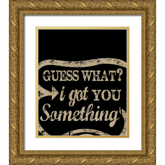 Longfellow Designs 26x30 Gold Ornate Wood Framed with Double Matting Museum Art Print Titled - Guess What Gold