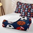 thumbnail image 4 of Castle Fairy Football Soccer Basketball Baseball Twin Quilt Set,Sport Theme Twin Coverlet Set,Blue White, 4 of 7