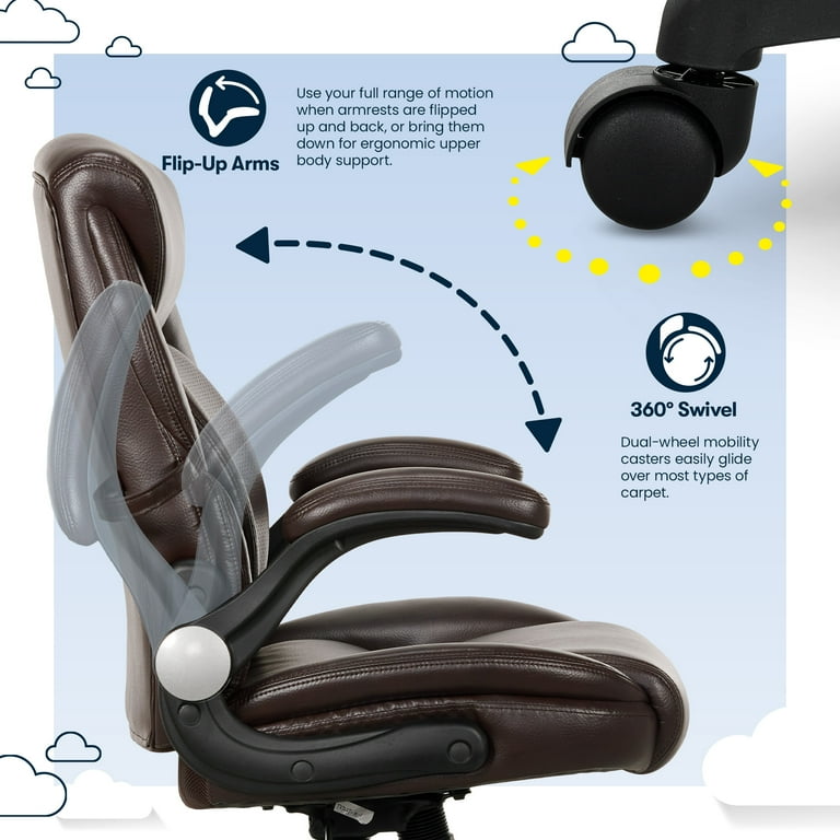 Serta Air Lumbar Bonded Leather Manager Office Chair Brown Faux Leather
