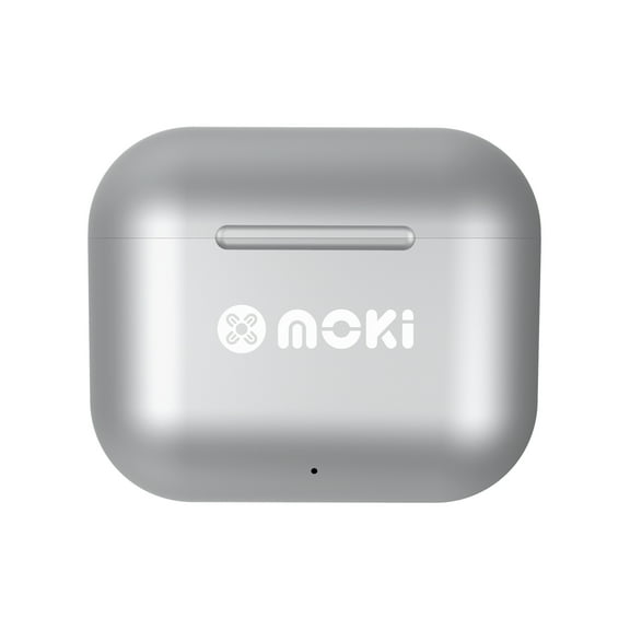 Moki Bluetooth True Wireless Headphones with Charging Case, Silver, ACC TWSMPSV