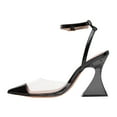 thumbnail image 2 of FSJ Women Classic Pointed Closed Toe Pumps Clear Chunky Block High Heel Ankle Strap Sandals Comfort Daily Work Shoes Size 6.5 Black, 2 of 5