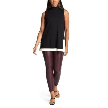 Anne Klein ANNE BLACK/ANNE WHITE Serenity Knit Mod Sleeveless Top, US X-Small