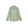 thumbnail image 5 of Douhoow Women Sheer Shirt Long Sleeve Lapel Mesh Loose Top See Through Blouse, 5 of 9