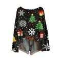 thumbnail image 3 of Uootdi Christmas Graphic Print Long Gift Sleeve Sweaters for Women Crewneck Drop Shoulder Knit Pullover Cute Santa Claus Fall Tu nics Tops, 3 of 5