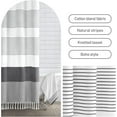 thumbnail image 2 of Boho Sage Green Shower Curtain for Bathroom Stripe Tassel Shower Curtain 72 X 72 Inches Farmhouse Cotton, 2 of 6