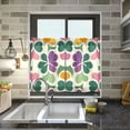 thumbnail image 4 of Yayeee Kitchen Curtains Light Filtering 27"x24" Rod Pocket Short Cafe Window Panel, Purple Clover Pattern, 4 of 7