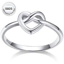 Bestyle Pure 925 Sterling Silver Heart Rings for Women, Simple Celtic Knot Wedding Promise Ring Gifts for Valentine's Day Birthday Anniversary, Size 7