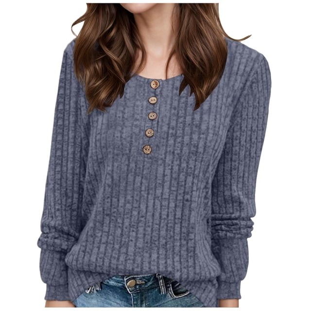 QHFBli Sweater for Women Winter Clothing Long Sleeve Shirts Fall Fashion Must Haves Comfiest Airport Outfits Trendy