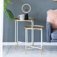 thumbnail image 2 of Hassch Modern 2-Piece Nesting Tables, White&Gold Metal Frame with Mirror Top, Contemporary Round Side Tables for Living Room, Bedroom, or Office, 2 of 7
