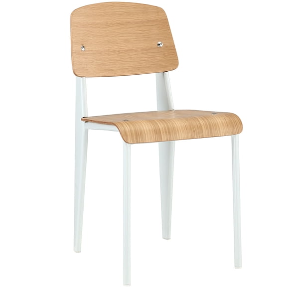 Modern Contemporary Dining Side Chair, White Wood