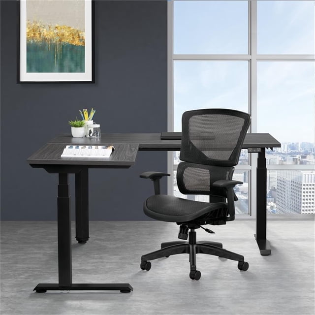Scranton & Co Black Vertical Matrix Back Office Chair with Seat Slider