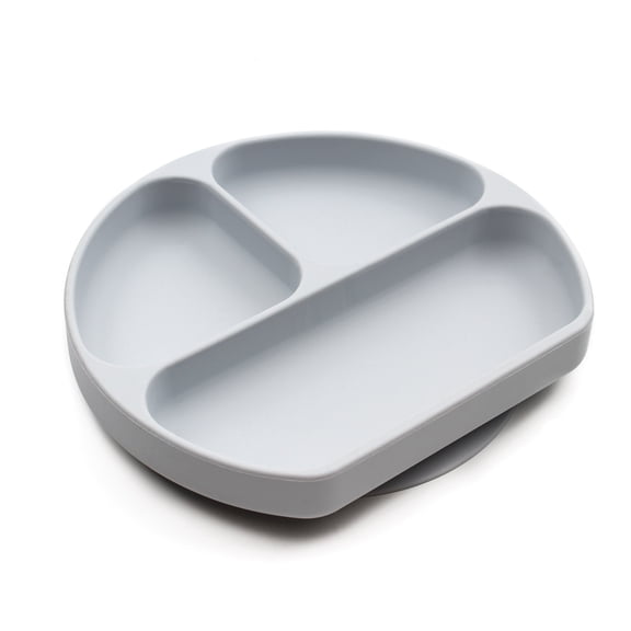 Bumkins Baby and Toddler Silicone Grip Dish, Kids Plate for Ages 6 months  in Gray