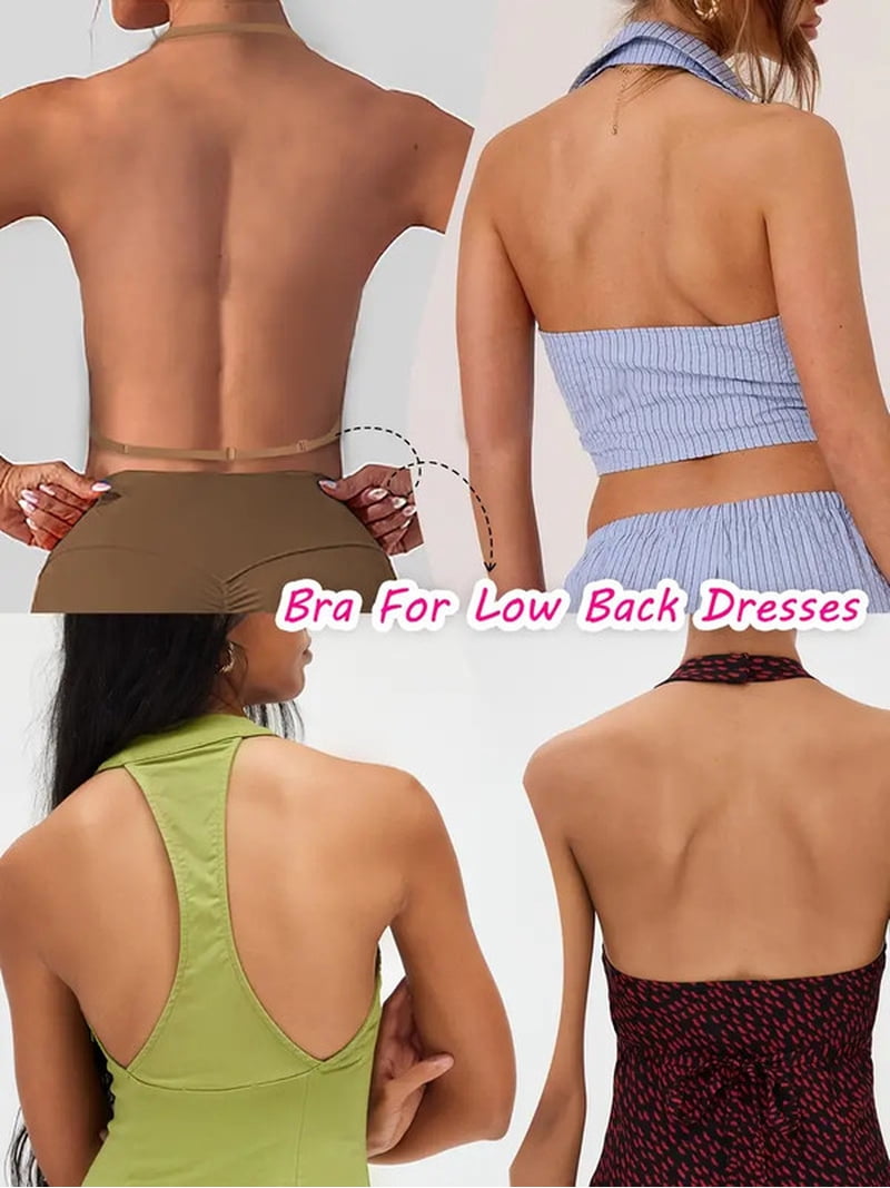 2PCS Seamless Low Back Bra Wireless Padded Bralette Thin Straps Comfort  Halter Backless Cross Multiway Convertible Bras - Walmart.com