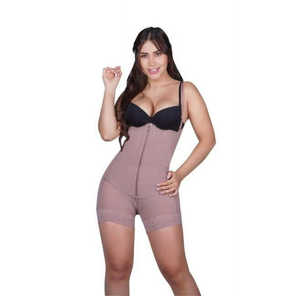 Leonisa 018674 Slimming Braless Body Shaper Briefs - Cocoa S