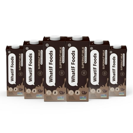 Belgian Chocolate Supernut Milk | Plant-Based Milk | 4g Protein, 17% DV Iron, 42% DV B12, 17% DV Iron - 32 Fl Oz - (Pack of 6) by WhatIF Foods