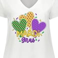 thumbnail image 4 of Inktastic Mardi Gras with Hearts and Patterns Women's Plus Size V-Neck T-Shirt, 4 of 5
