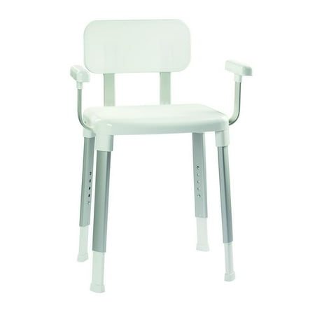 Adjustable Shower Seat with Arms in White