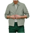 thumbnail image 4 of BXINGOHAI Mens waterproof jackets nylon Lightweight jacket solid buttons Up Shirts lapel jackets with pockets Green,XL, 4 of 6