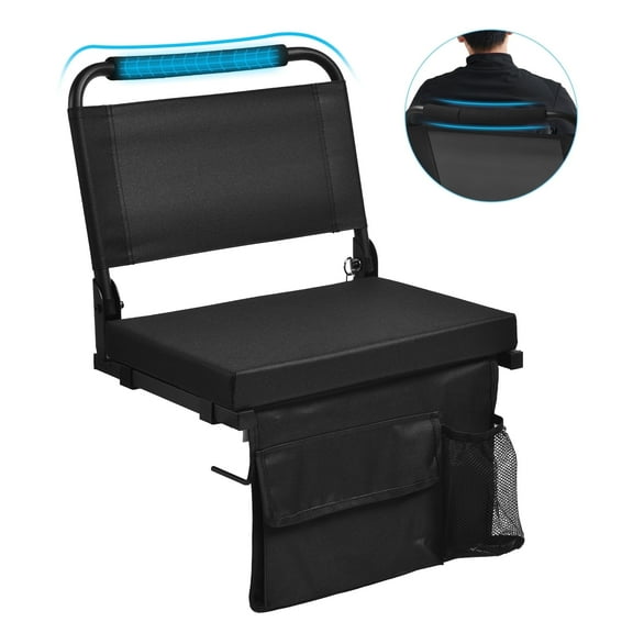 YEEZEE Stadium Bleacher Chair-Extended Backrest, Ergonomic Spine Protection, Events, Camping.(Black)
