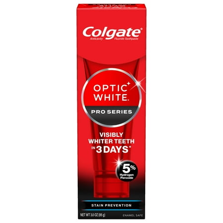 Colgate Optic White Pro Series Stain Prevention Hydrogen Peroxide Whitening Toothpaste, Mint, 3 oz Tube