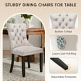 thumbnail image 2 of DONICK Velvet Upholstered Dining Chair Set of 8,Modern Tufted Kitchen Chairs Nailhead Lion Pull Ring Black Wood Legs(Beige), 2 of 9