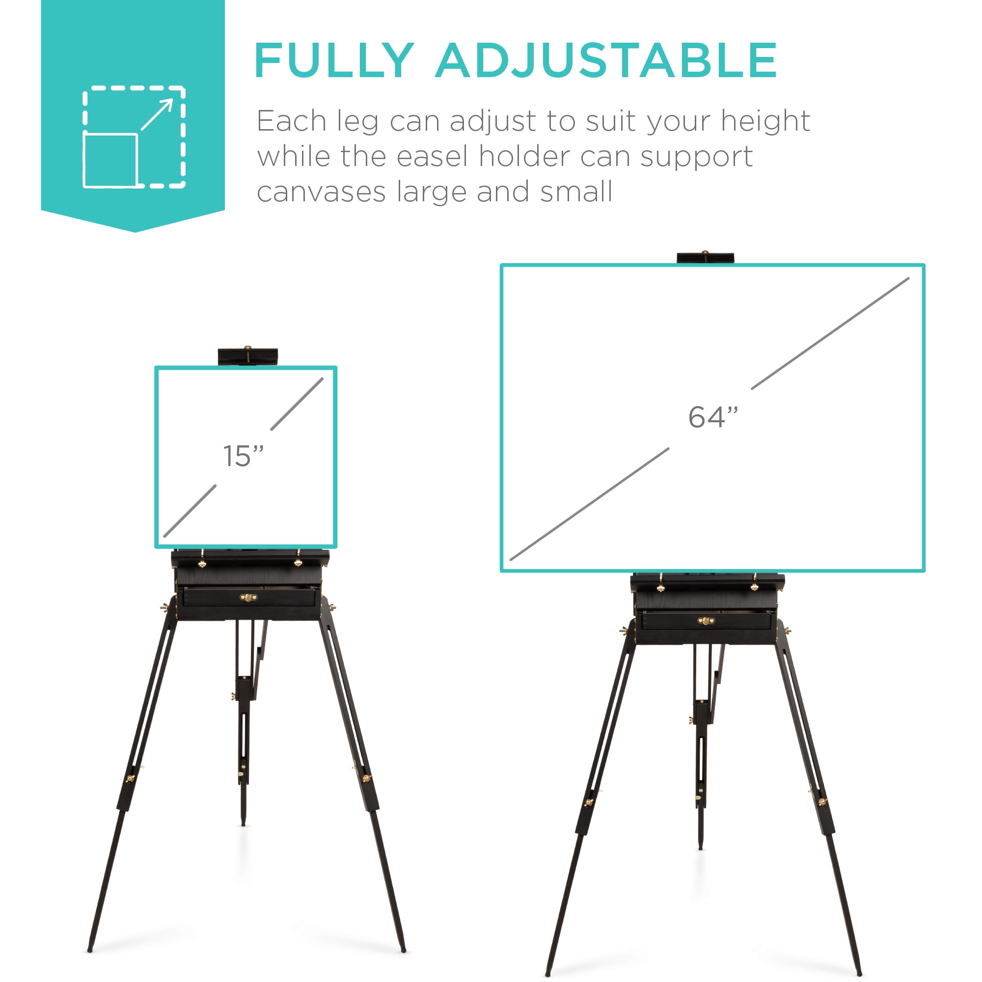 Best Choice Products Art Easel for Painting, Portable Adjustable Tripod with 32-Piece Art Set - Black