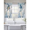 thumbnail image 5 of Sea Turtle Sheer Curtains 54 Inch Long 2 Panels, Marine Life Corals Shell Starfish Octopus Ocean Light Filtering Rod Pocket Curtains, Sheer Voile Drapes for Living Room Bedroom, 52"x54", 5 of 8