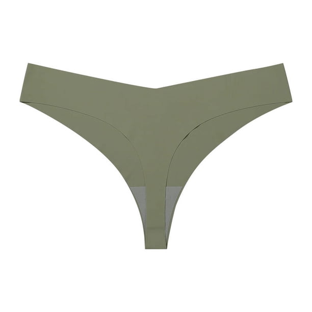 Xiao Hua Ropa interior sin costuras para mujer, bragas sexys de encaje estilo hipster, tanga, bragas, ropa interior para mujer, 3 piezas (verde negruzco, L)