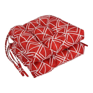 Blazing Needles 16-inch Rounded Back Tufted Outdoor Chair Cushion, 16 x 16, Lanova Apple 2 Count