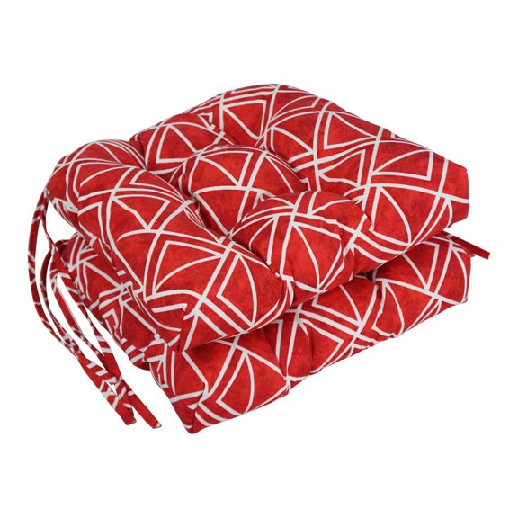 Blazing Needles 16-inch Rounded Back Tufted Outdoor Chair Cushion, 16 x 16, Lanova Apple 2 Count