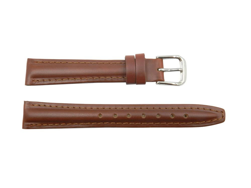 Genuine Smooth Leather Brown Matte 16mm Watch Strap