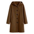 thumbnail image 3 of Ticikt Boys Casual Trench Coat Kids Winter Hooded Long Jacket Single- Pea Coat with Pockets,Color:Brown,Size:5-6 Years, 3 of 7
