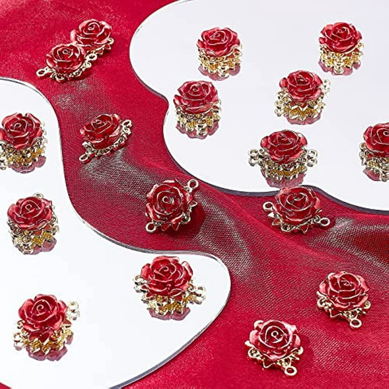 1 Box 30Pcs Rose Charms Flower Charm Connectors Valantine's Day Love Charms  Linking Connector for Jewelry Making Charms Alloy Links Double Loops Charm  Bracelet Earrings Supplies Adult Women 