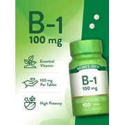 B1 Vitamin 100mg | 100 Tablets | Vegan Supplement | For Men and Women | by Natures Truth
