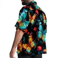 thumbnail image 3 of Flower Butterfly Men's Short Sleeve Shirts, Casual, Printed, Button Down Short, Summer Beach Shirts, Unisex, 3 of 6