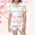 thumbnail image 3 of Valentines Day Pajamas Toddler Button Down Pjs Set Short Sleeve & Short Pants Outfit Heart Print Loose Home Outfit Set Sleepwear Nightwear Loungewear Clothes Set Gifts for Kids 6-7 Years, 3 of 5