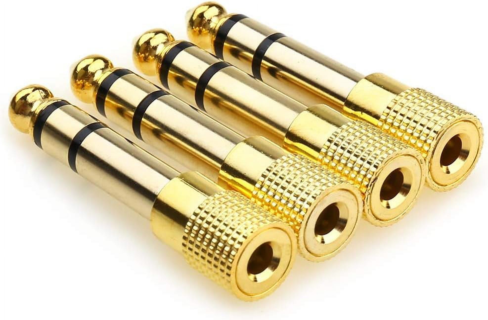 6 Adaptateurs Jack 6.35mm Vers 3.5mm En Cuivre Doré – Convertisseur Stéréo Pour Casque, Guitare, Piano, Haut-Parleurs