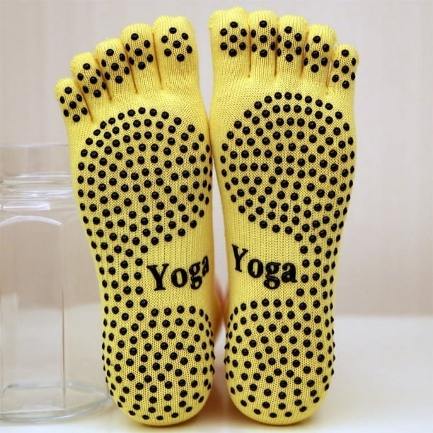 Calcetines de yoga para hombres y mujeres, calcetines deportivos y de fitness, antideslizantes, calcetines de cinco dedos, calcetines de yoga antideslizantes