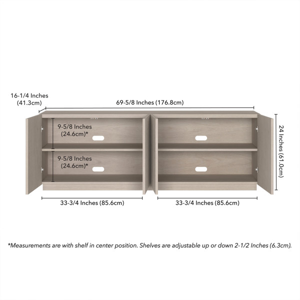 Halifax Rectangular Fluted TV Stand for TV's up to 75" in Alder White