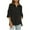 Black, variant on Wyobmus Women's 3/4 Sleeve Linen Shirts Casual V Neck Tunic Blouse Stretch Loose Henley Collared Breathable Side Slit Cotton T Shirt Olive Green