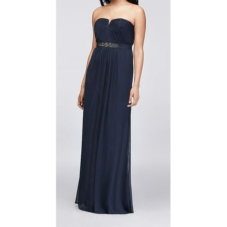 Adrianna Papell NEW Blue Women Size 14 Strapless Embellished Gown Dress