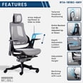 thumbnail image 4 of Techni Mobili Lux Ergonomic Executive Office Chair with Adjustable Lumbar Support & Height Adjustable Reclining Backrest RTA-1818C-GRY, 4 of 16