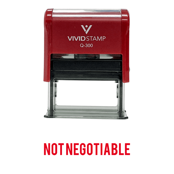 Vivid Stamp Not Negotiable Self Inking Rubber Stamp (Red Ink) - Large