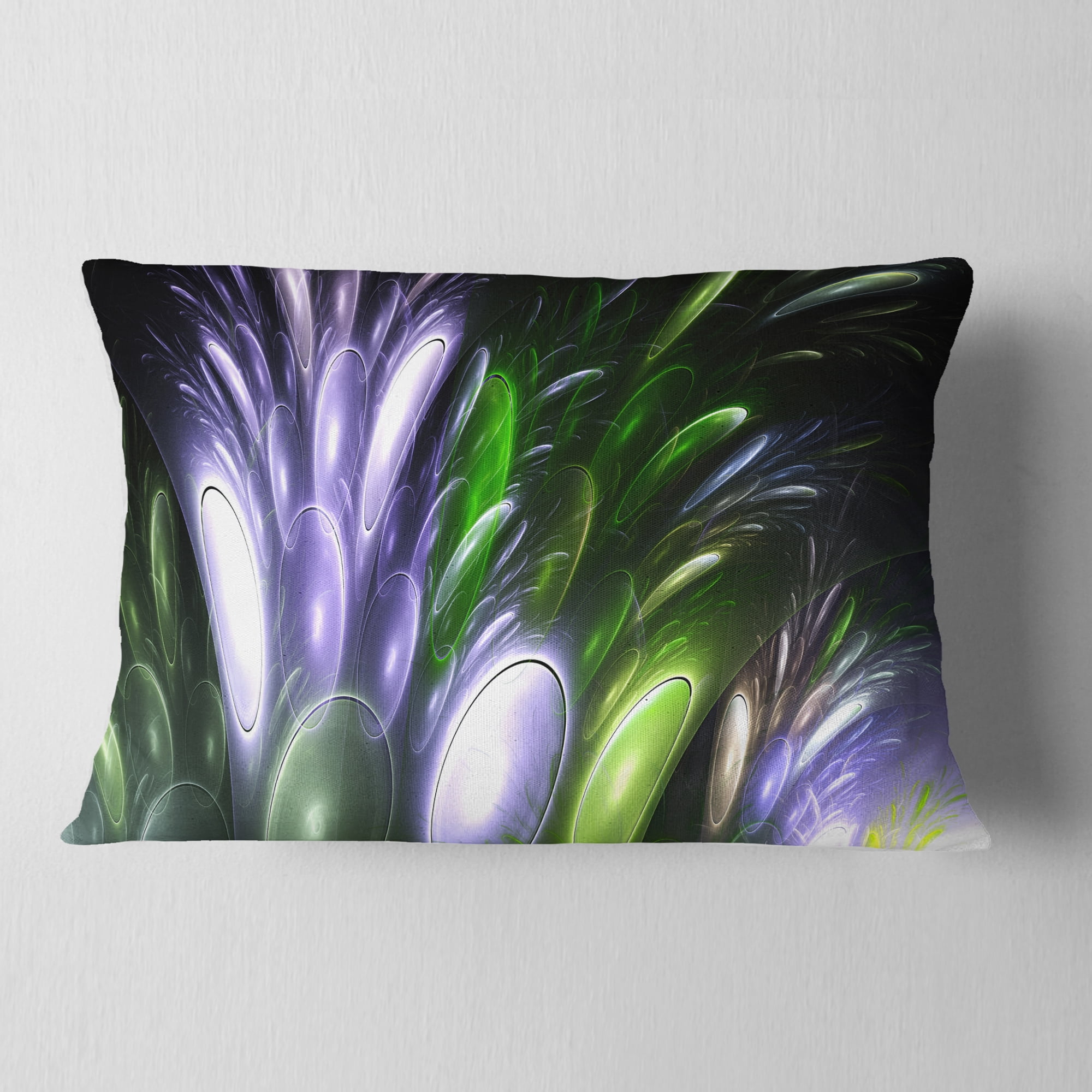 Designart Mysterious Psychedelic Flower - Abstract Throw Pillow - 12x20