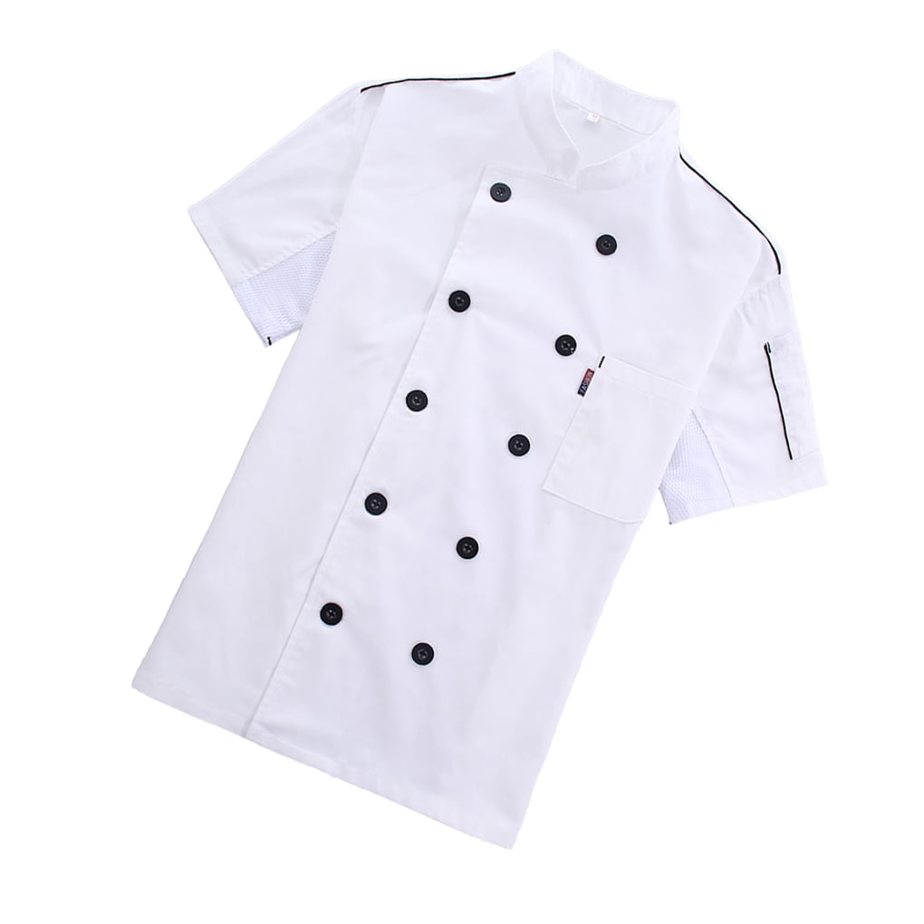 New Unisex Short Sleeve Chef Coat Hotel Cook Clothes Skin-friendly Chef Uniform 