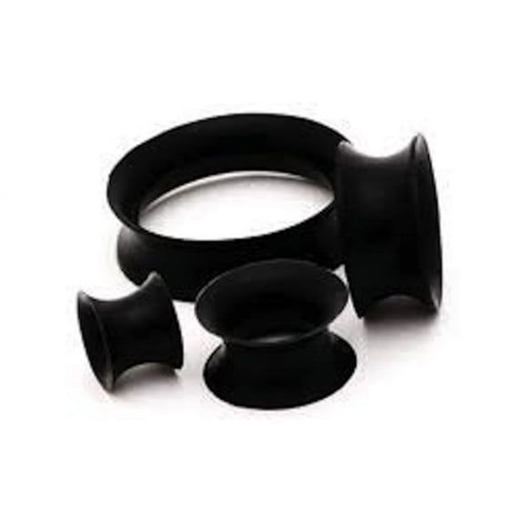 Soft Silicone Black Tunnels/gauges/Plugs 5/8" (16mm) 2 Pieces (1 Pair) (B/7/1/12)