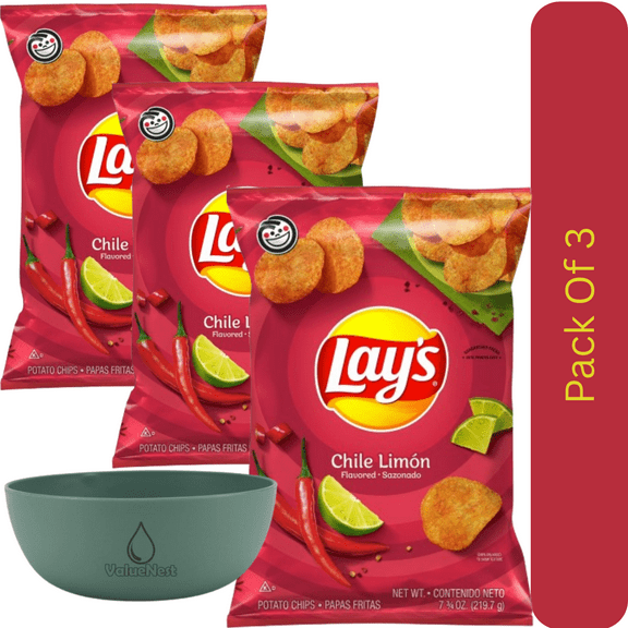 Lay’s Wavy Original Potato Chips, 13 oz Party Size Bag With Olive Green Bowl By ValueNest